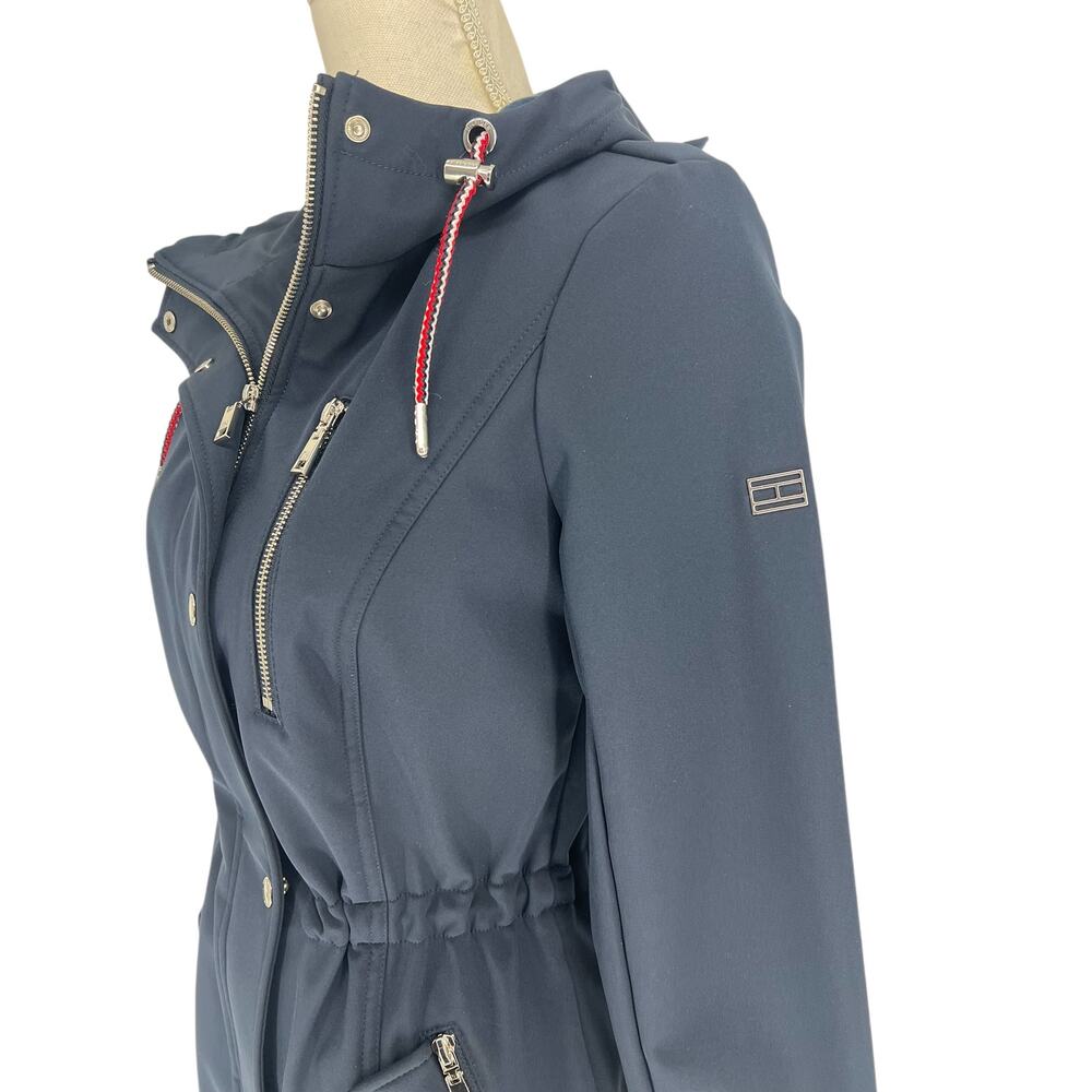 Tommy Hilfiger Hooded Cinch Waist Softshell Raincoat XXS - Picture 9 of 15